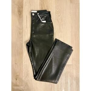 FRAME Denim Leather Pant Womens 25 High Waist Straight Leg New With Tags